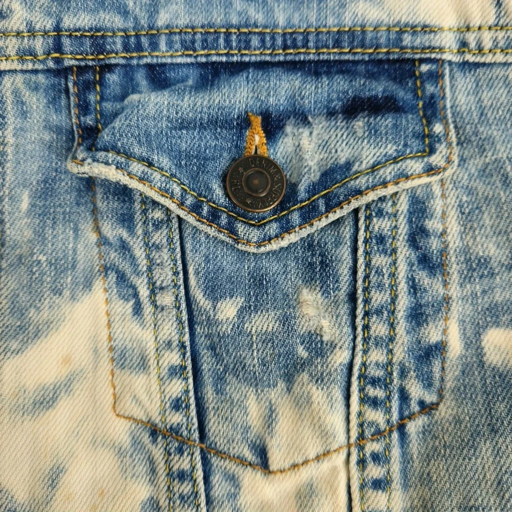 Denim & Supply Ralph Lauren Jean Jacket Womens Sz Large Distressed Denim Trucker